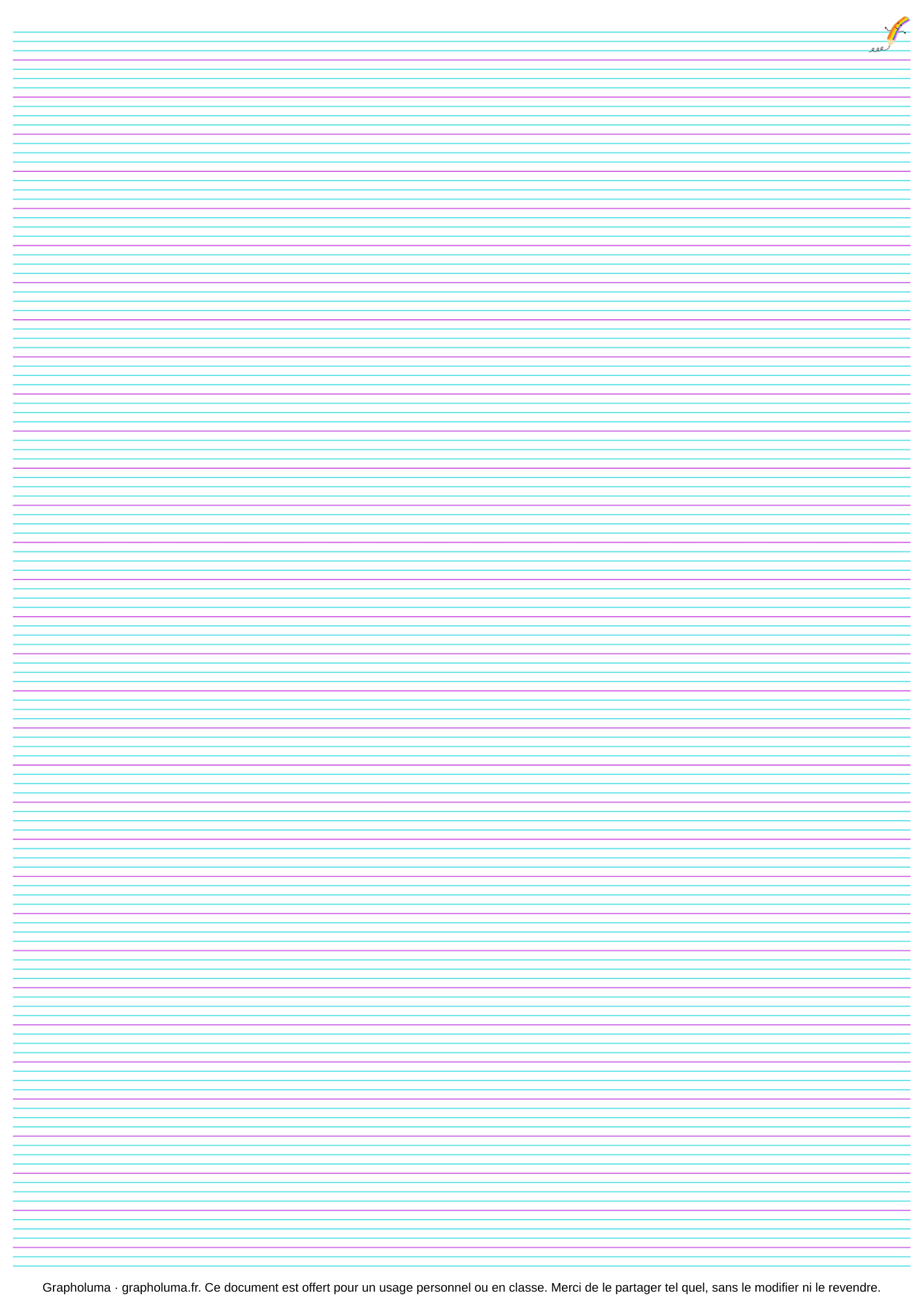feuille avec lignage Seyès 2 mm sans marge ni carreaux