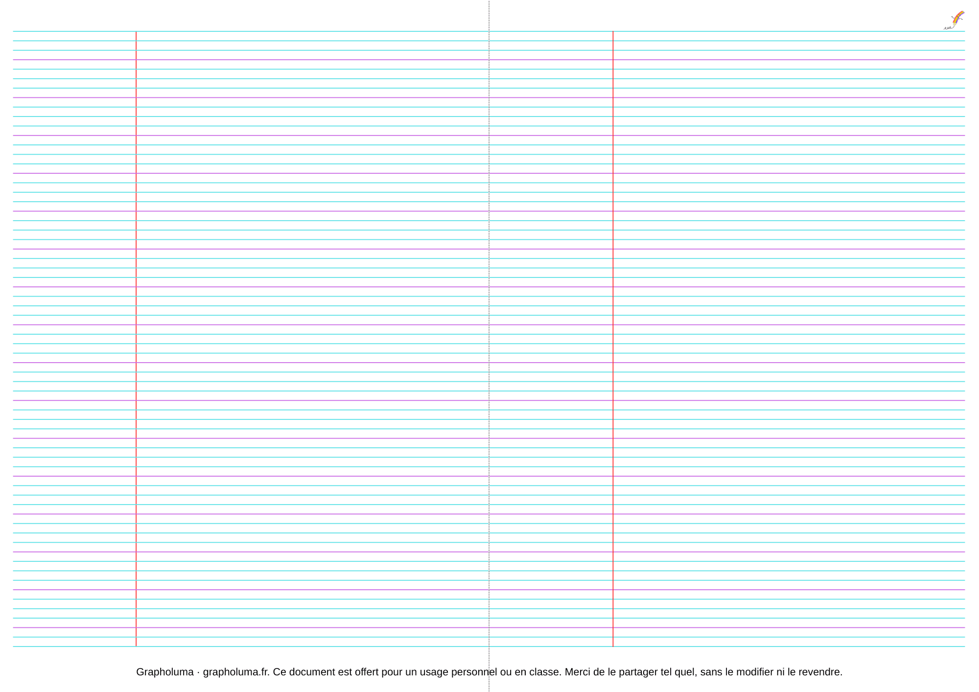 feuille format A5 avec lignage Seyes 3 mm avec marge sans carreau