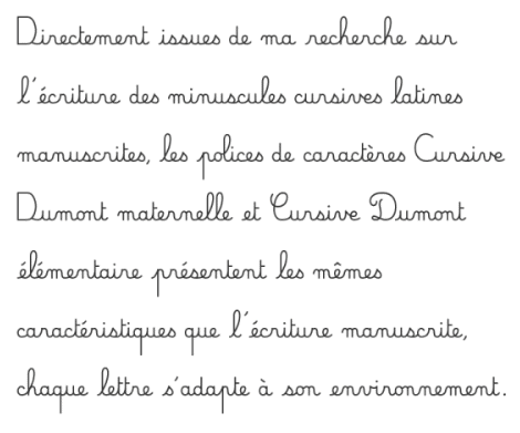 Police cursive pour la classe. Dumont maternelle